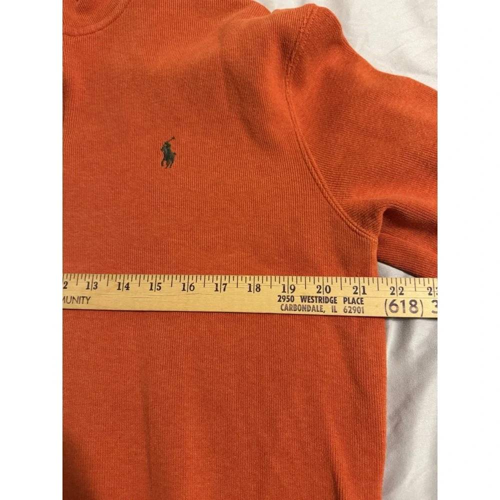 Polo Ralph Lauren 1/4 Zip Pullover Men Medium Orange Preppy Pony Classic Sweater